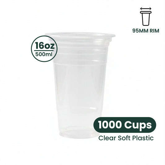 16oz | A-Shape | Soft PP Clear Plastic Cup | 95MM | 500ml | Crystal Cup