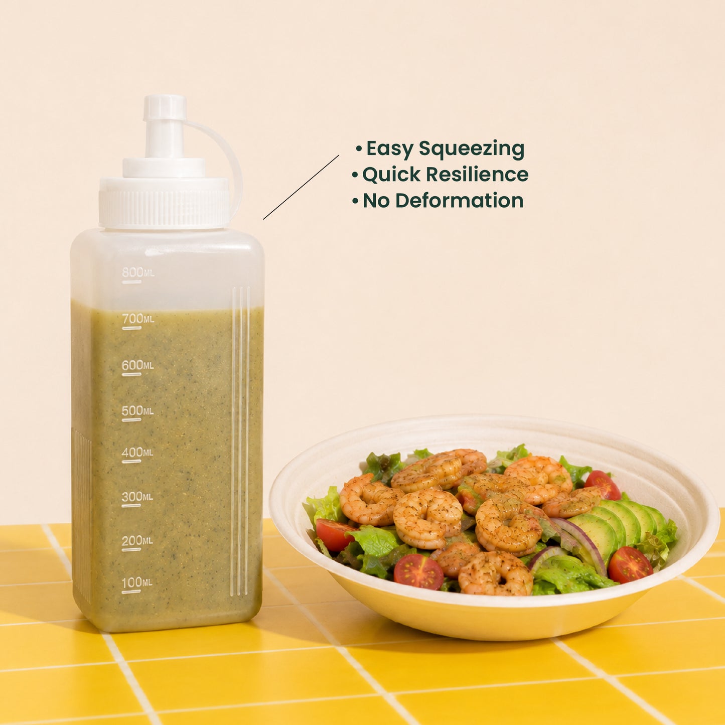 800ml Large Squeeze Bottle Wide Mouth | HDPE Dispensing  Squeeze Bottle for Sauces, Syrups &  Condiments |  1 Unit