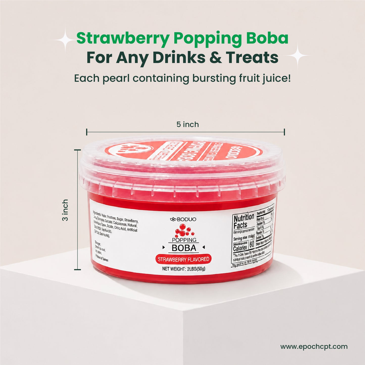 Strawberry Popping Boba | 1.2 LB (550G)