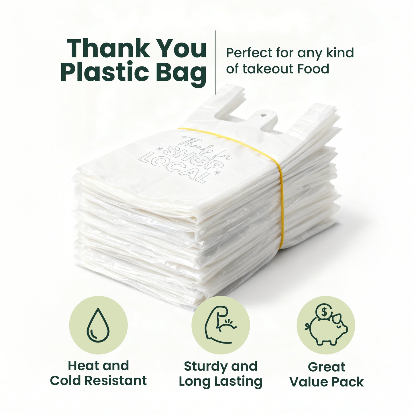 Thank You Plastic Bags Wholesale | Takeout Bags for Restaurants & Retail | 1000 pcs