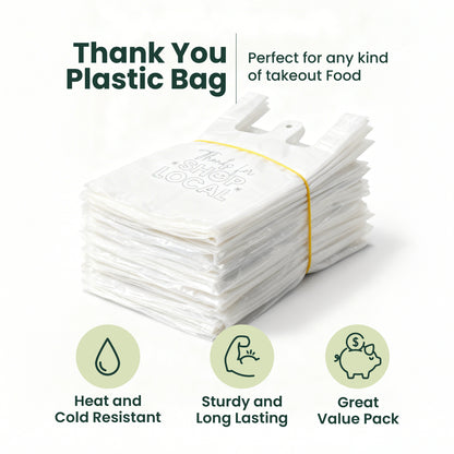 Thank You Plastic Bags Wholesale | Takeout Bags for Restaurants & Retail | 1000 pcs