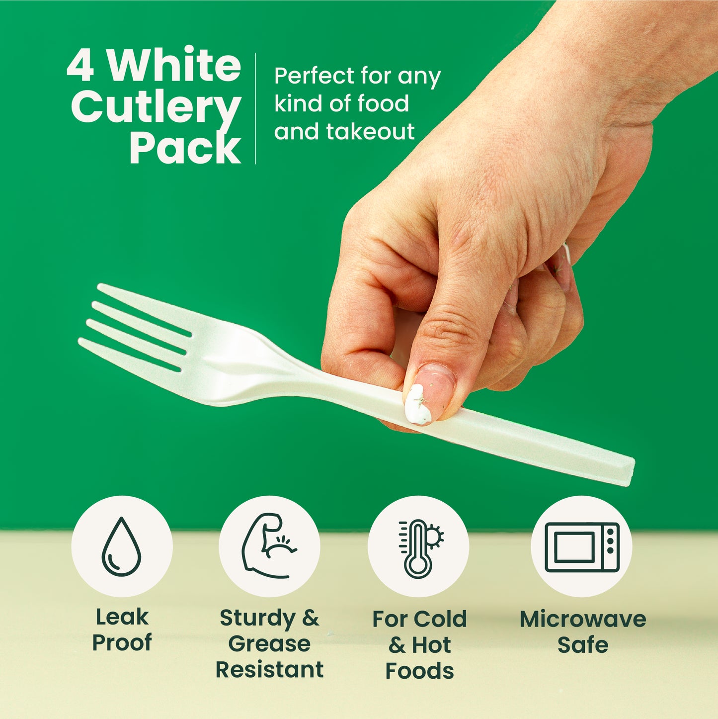 4-Pack White Wrapped Plastic Cutlery Set with Napkin | 250 Sets